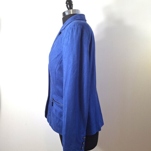 Vintage Conrad C Proportion Petite Sz 12 (LG) Suede Blazer Jacket Buttoned Lined - Picture 4 of 16